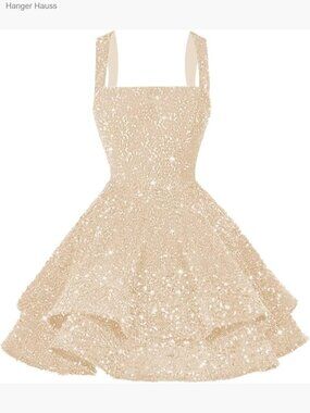Sequin Tiered Short Homecoming Dress Scoop Neck A-Line Corset Back